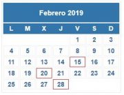 Calendario Contribuyente. FEBRERO 2019