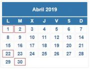 Calendario Contribuyente. ABRIL 2019