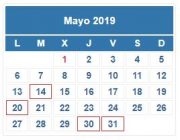 Calendario Contribuyente. MAYO 2019