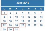 Calendario Contribuyente. JULIO 2019