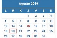 Calendario Contribuyente. AGOSTO 2019