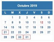 Calendario Contribuyente. OCTUBRE 2019