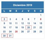 Calendario Contribuyente. DICIEMBRE 2019