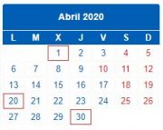 Calendario Contribuyente. ABRIL 2020