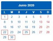 Calendario Contribuyente. JUNIO 2020