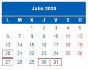 Calendario Contribuyente. JULIO 2020