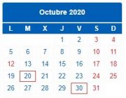 Calendario Contribuyente. OCTUBRE 2020