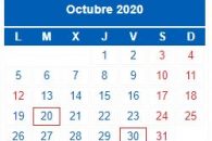 Calendario Contribuyente. OCTUBRE 2020