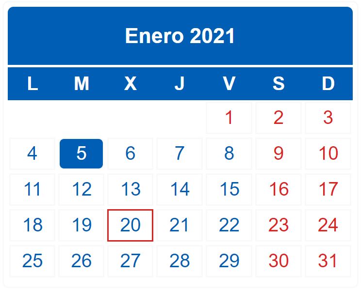 Calendario contribuyente. Enero 2021
