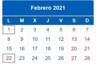 Calendario contribuyente. Febrero 2021