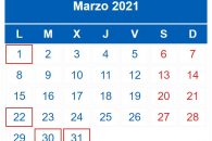 Calendario contribuyente. Marzo 2021