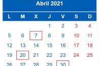 Calendario contribuyente. Abril 2021
