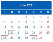 Calendario contribuyente. Julio 2021