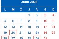 Calendario contribuyente. Julio 2021