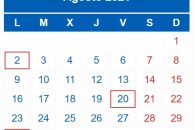 Calendario contribuyente. Agosto 2021