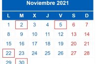 Calendario contribuyente. Noviembre 2021