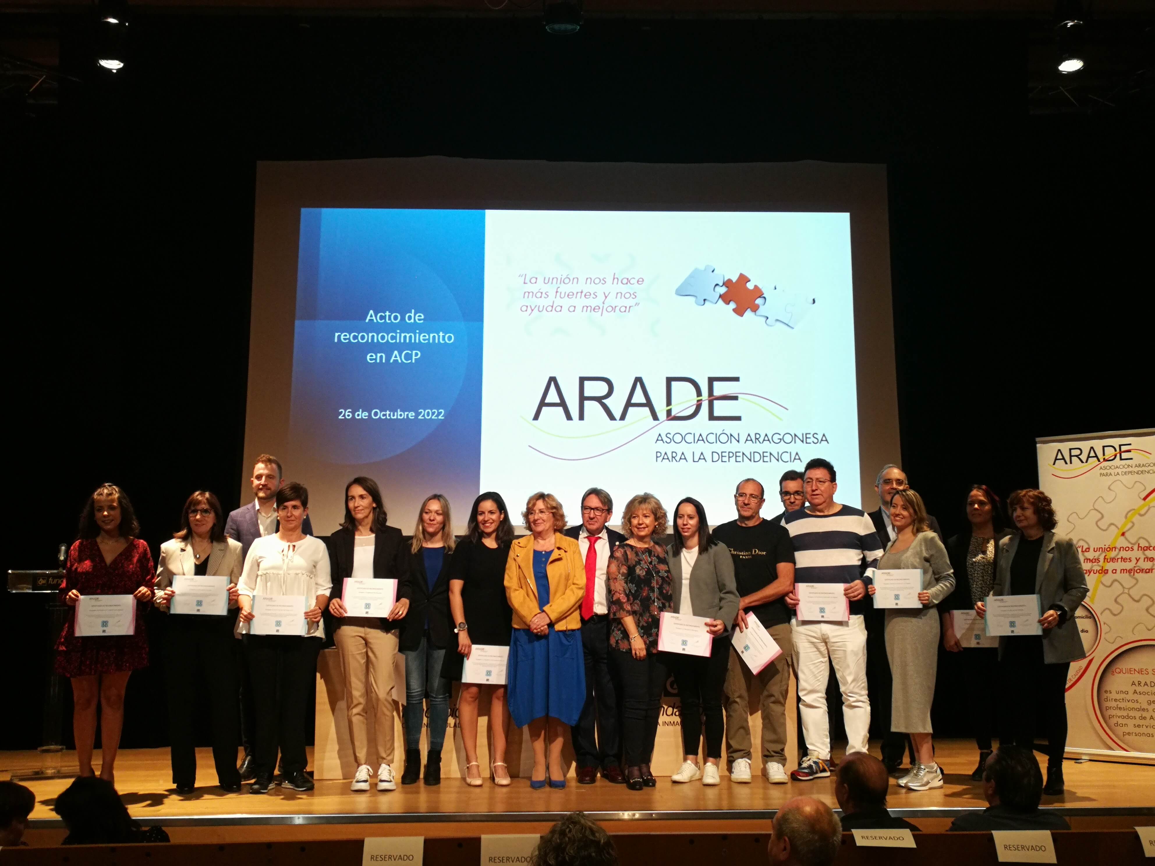 ARADE reconoce a las residencias y centros de día que apuestan por el modelo de Atención Centrada en la Persona