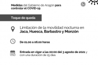 Toque de queda en Huesca, Jaca, Monzón y Barbastro