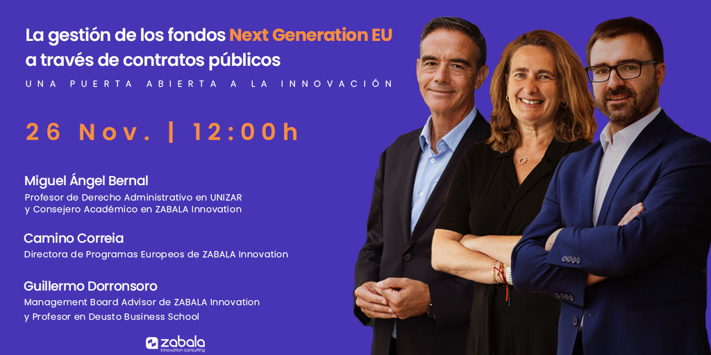 Webinar : “La gestión de los fondos Next Generation EU a través de contrato público”, organizado por Zabala