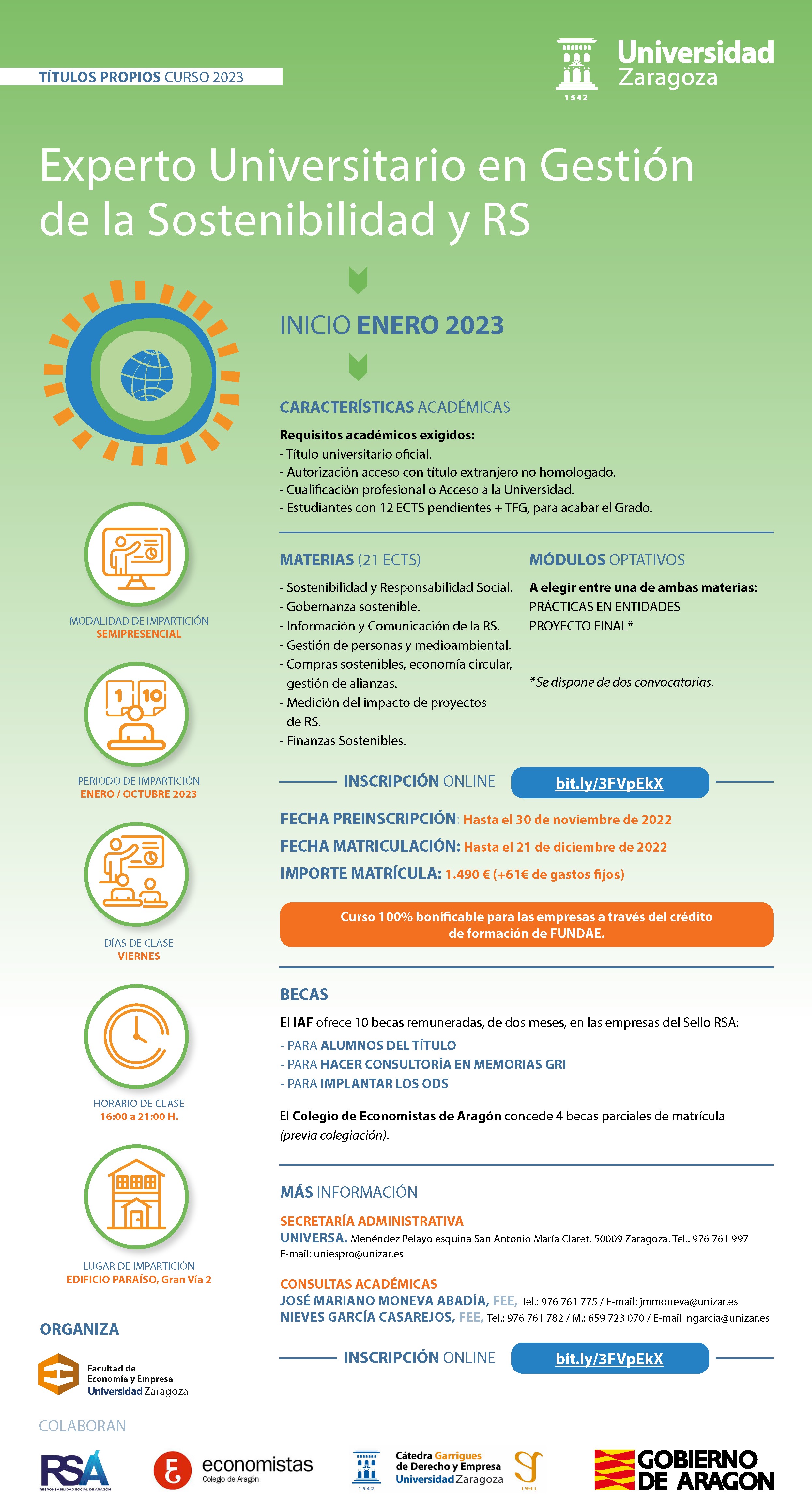 Ya puedes matricularte en la octava edición del Título de Experto U. en Gestión de la Sostenibilidad